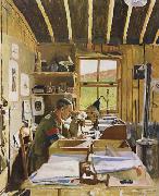 Sir William Orpen Major A.N.Lee in his hut ofice at Beaumerie-sur-Mer Germany oil painting artist